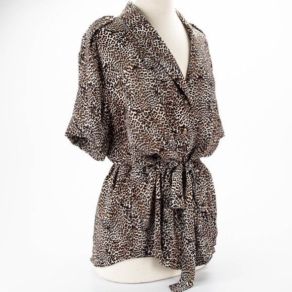 WORTHINGTON ANIMAL PRINT BUTTON UP BLOUSE NWT - Picture 2 of 5